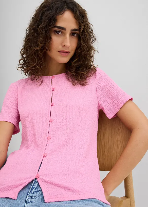 T-shirt met structuur en knopen, bonprix