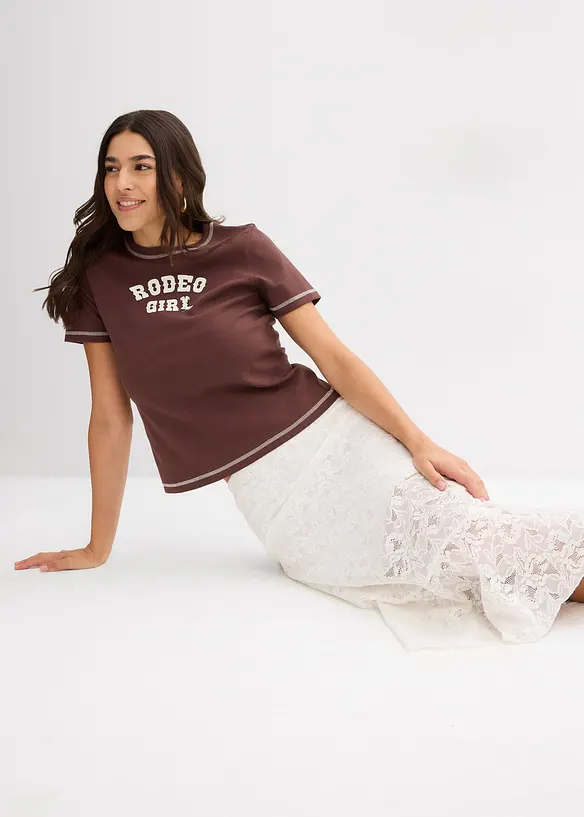 Midi rok met kant, bonprix
