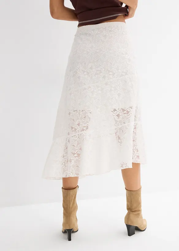 Midi rok met kant, bonprix