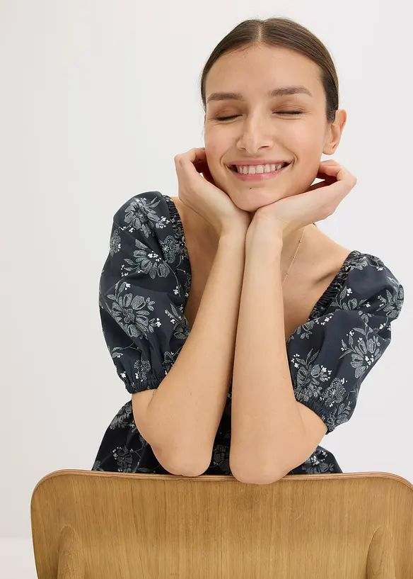Midi jurk met pofmouwen, bonprix