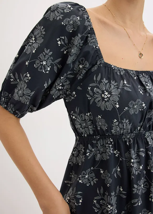 Midi jurk met pofmouwen, bonprix