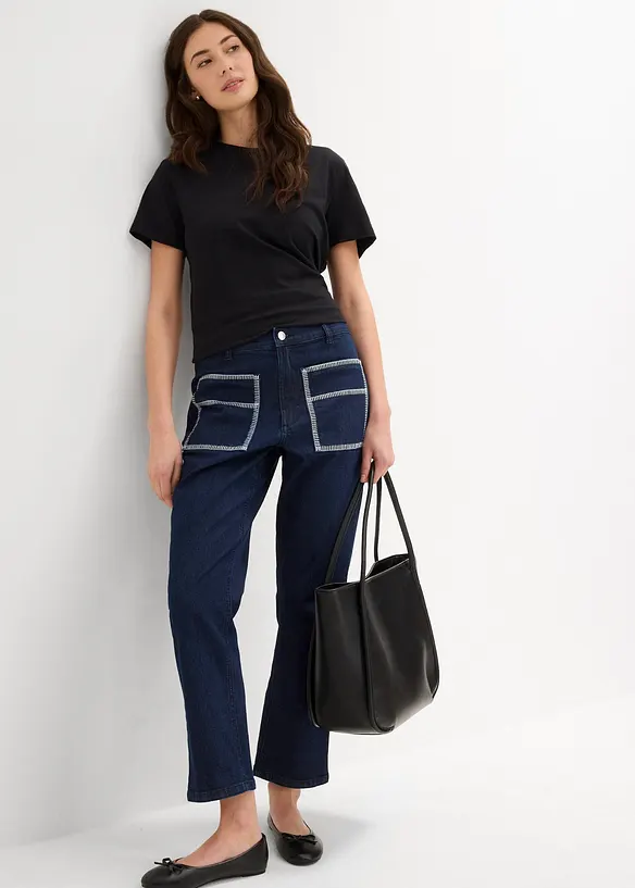 High waist straight jeans cropped, bonprix