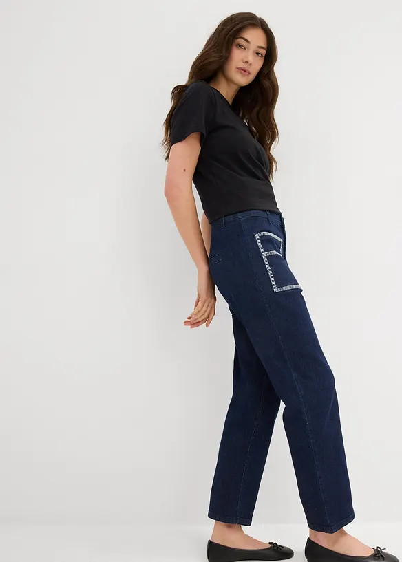 High waist straight jeans cropped, bonprix