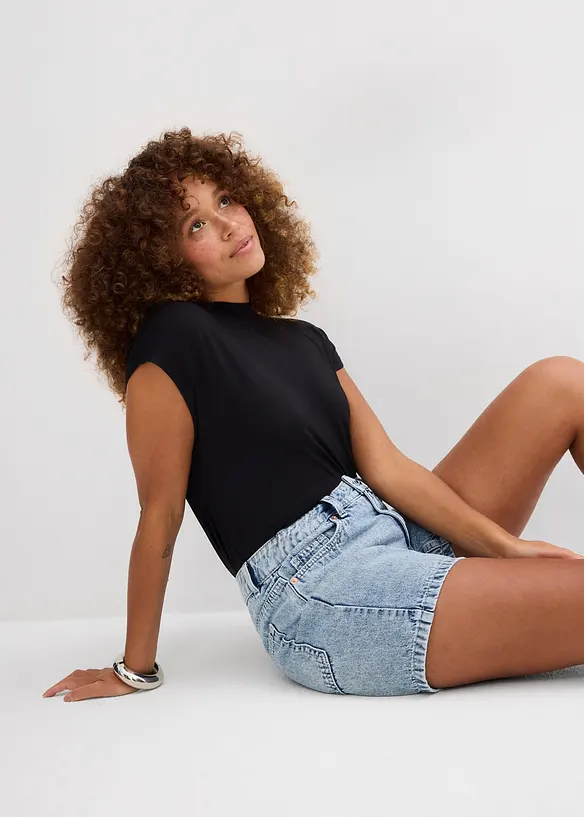 Jeans bermuda mid waist, low stretch, bonprix