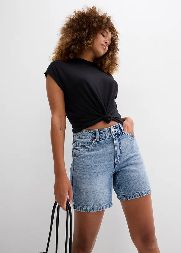 Jeans bermuda mid waist, low stretch, bonprix