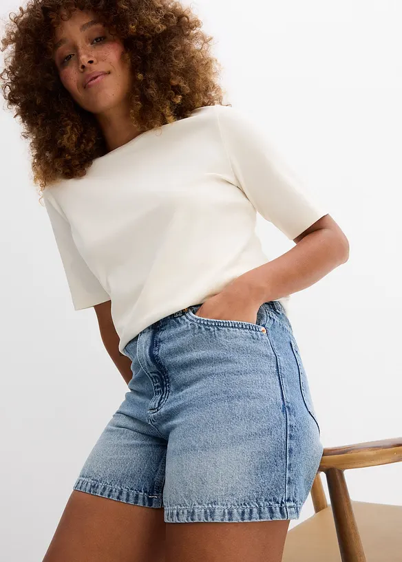 Jeans short high waist, low stretch, bonprix