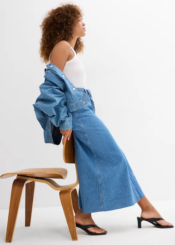 Midi spijkerrok mid waist, superzacht, bonprix