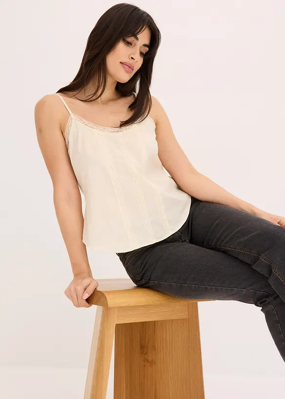 Blousetop met broderie anglaise, bonprix