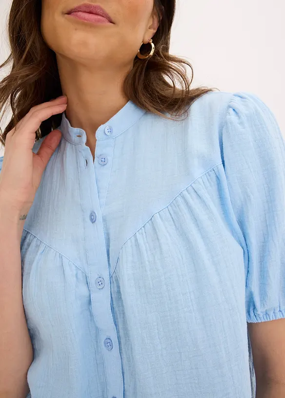 Mousseline blouse met korte mouwen, bonprix
