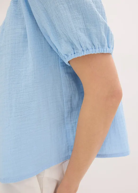Mousseline blouse met korte mouwen, bonprix