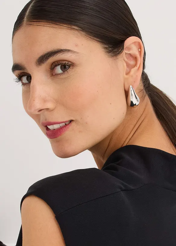 Jersey jurk van viscose piqué met schoudervullingen, bonprix