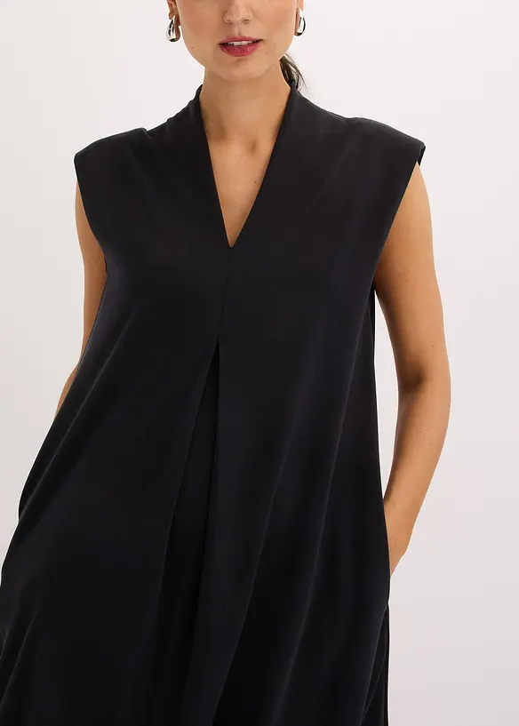 Jersey jurk van viscose piqué met schoudervullingen, bonprix