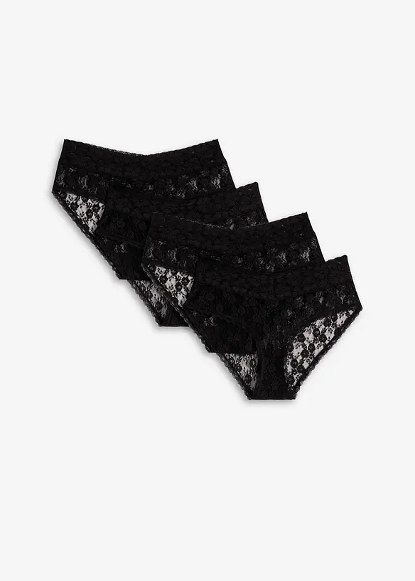 Kanten slip met plooitjes (set van 4), bonprix