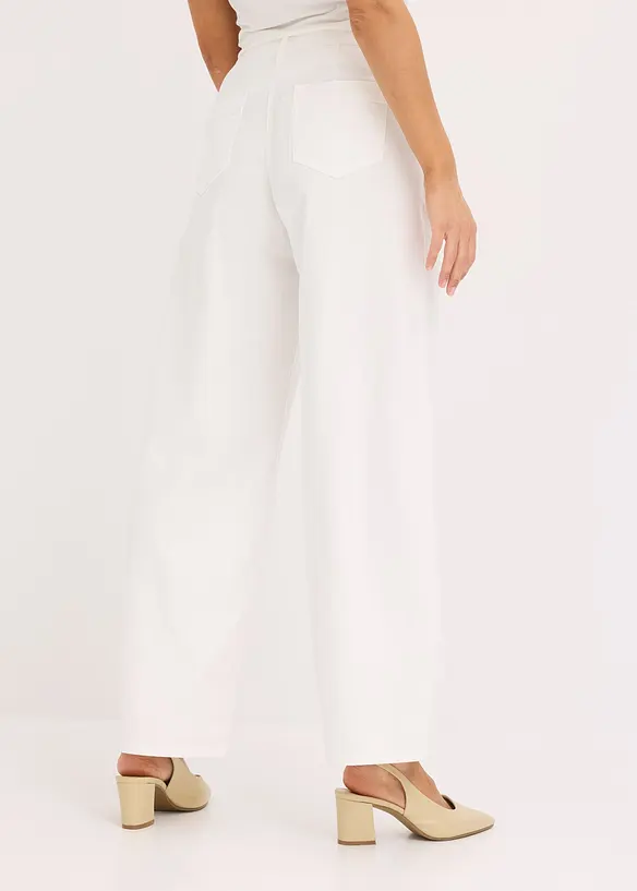 Twill broek van katoen met bandplooien, bonprix