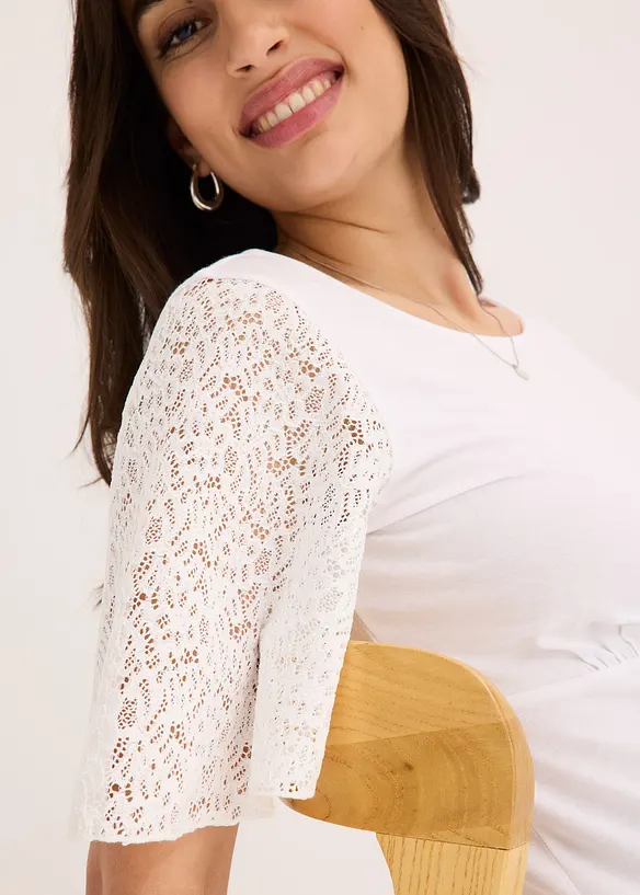 Shirt met kanten mouwen, bonprix
