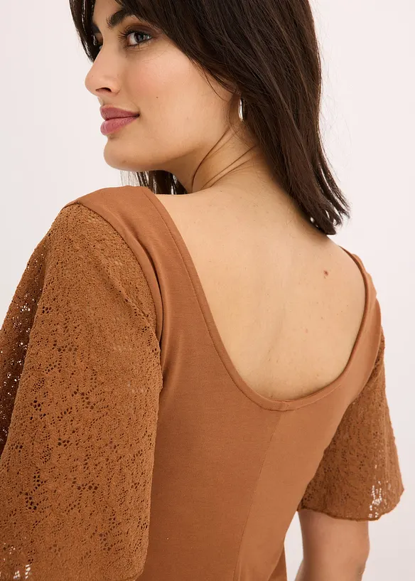 Shirt met kanten mouwen, bonprix