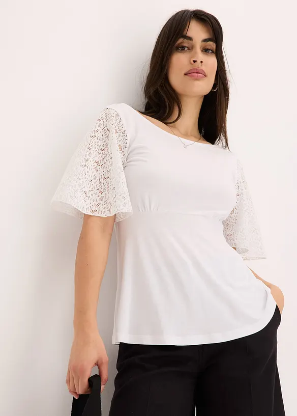 Shirt met kanten mouwen, bonprix