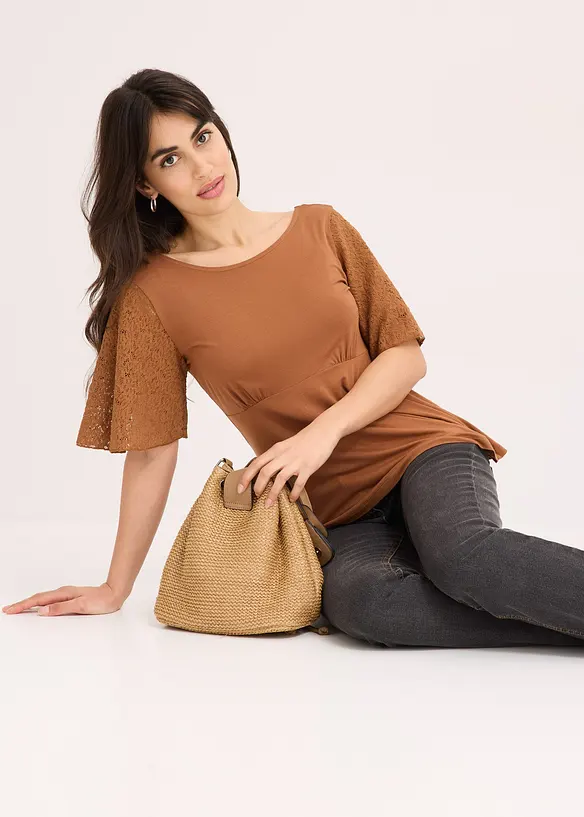 Shirt met kanten mouwen, bonprix