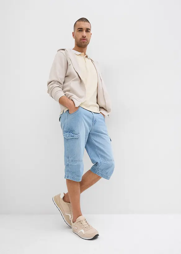 Lichte jeans cargo bermuda, relaxed fit, bonprix