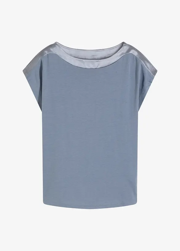 Shirt met passen van satijn, bonprix