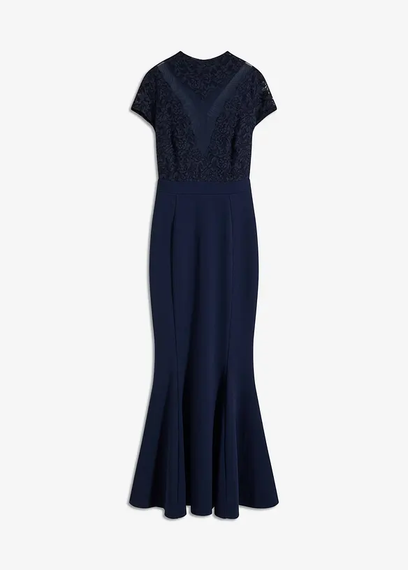 Maxi jurk met kant en mesh, bonprix