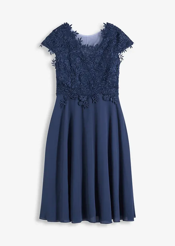 Midi jurk van delicate tule met kant, bonprix
