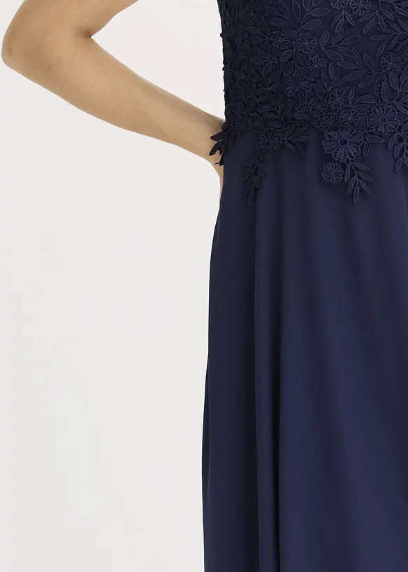 Midi jurk van delicate tule met kant, bonprix