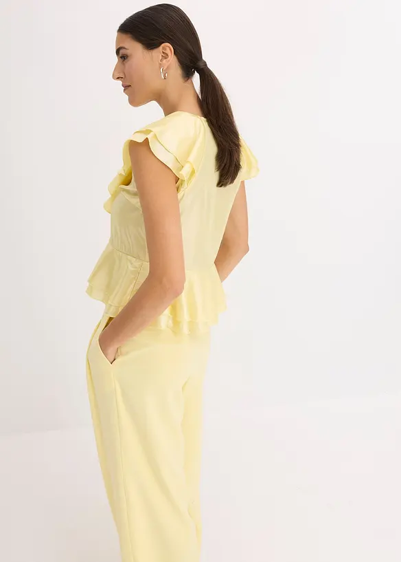 Glanzende blouse met volants, bonprix