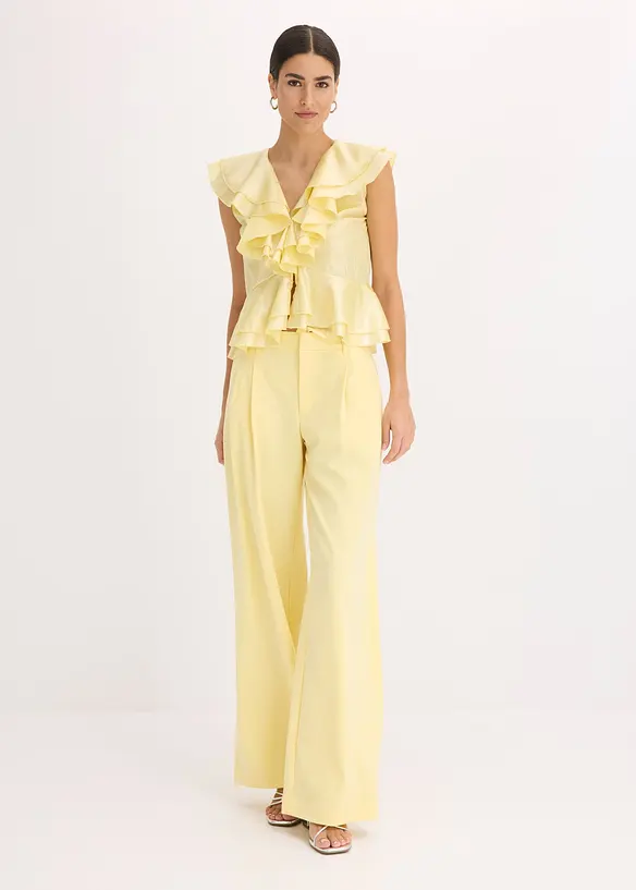 Glanzende blouse met volants, bonprix