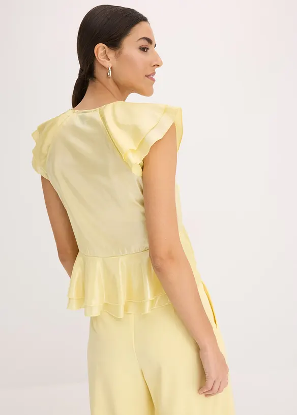 Glanzende blouse met volants, bonprix