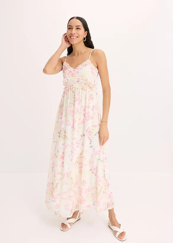 Gedessineerde maxi jurk van mesh, bonprix