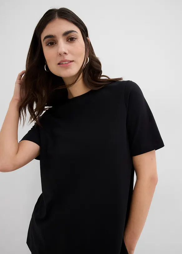 2-in-1 zwangerschaps- en borstvoedingsshirt van biologisch katoen met zijsplitten, bonprix