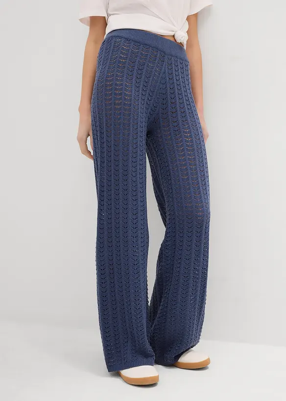 Gebreide instapbroek met kantpatroon, bonprix
