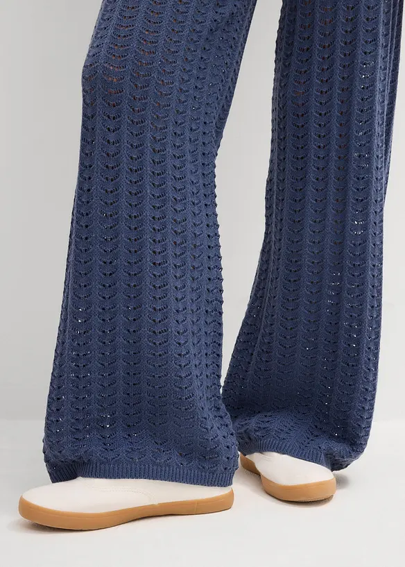 Gebreide instapbroek met kantpatroon, bonprix