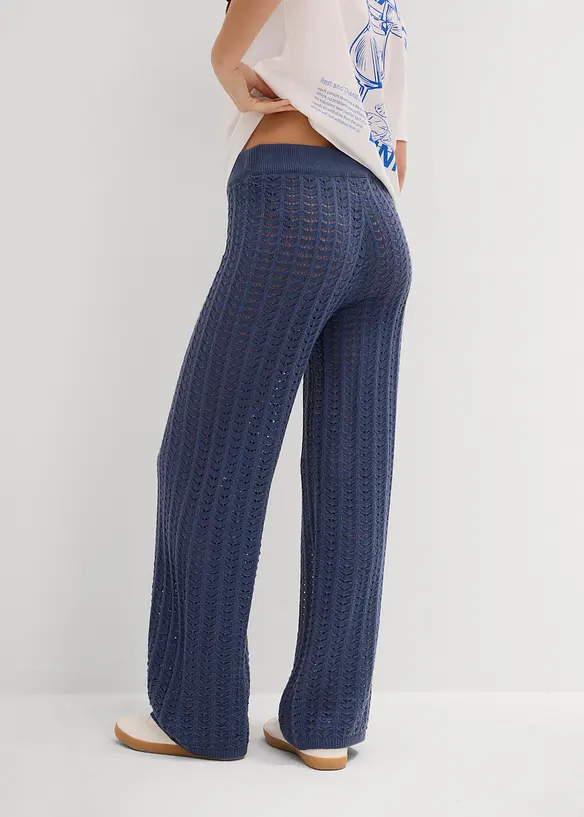 Gebreide instapbroek met kantpatroon, bonprix