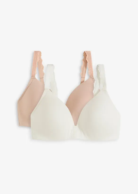 Voorgevormde bh zonder beugel met katoen (set van 2), bonprix