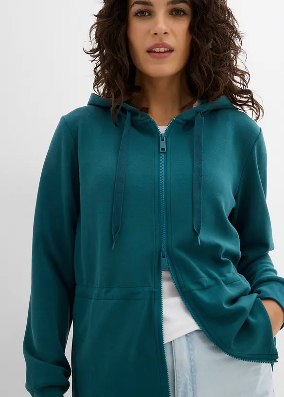 Sweatvest met capuchon en elastiek, bonprix