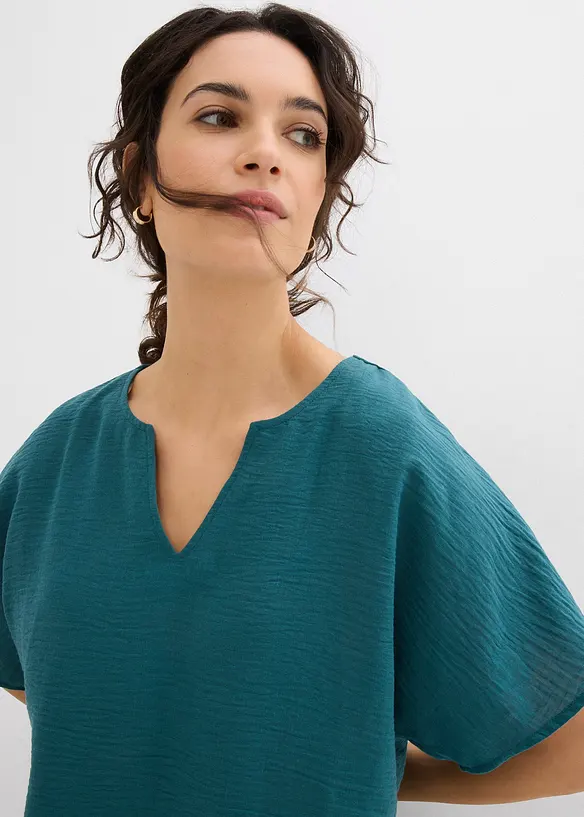 Oversized blouse met elastische zoom, bonprix