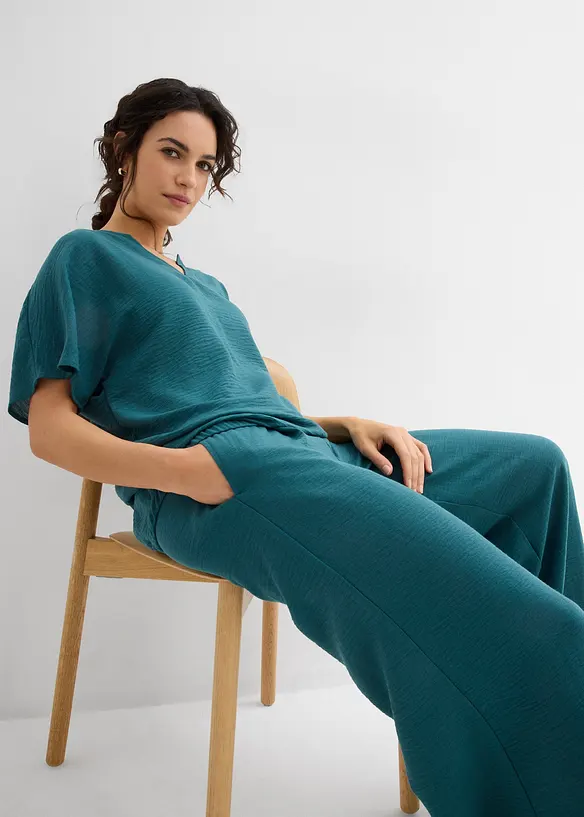 Oversized blouse met elastische zoom, bonprix