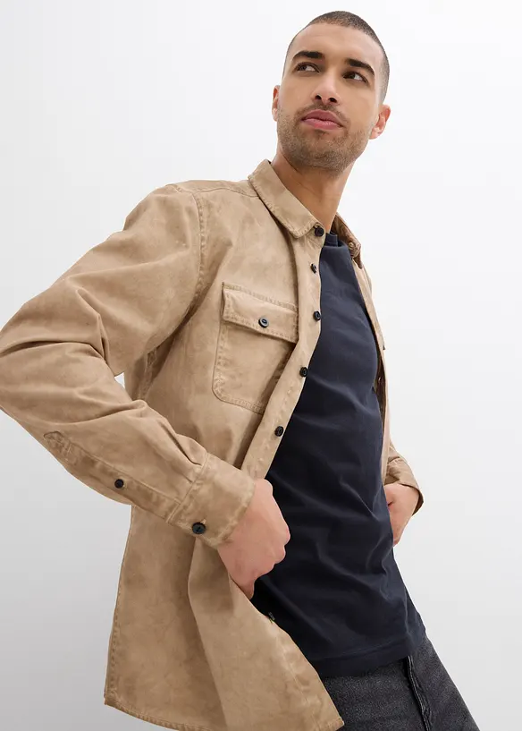 Overhemd in gewassen look, lange mouw, bonprix