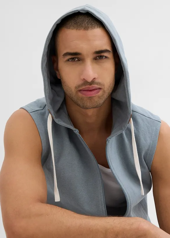 Sweatvest met capuchon in een zachte katoenmix, bonprix