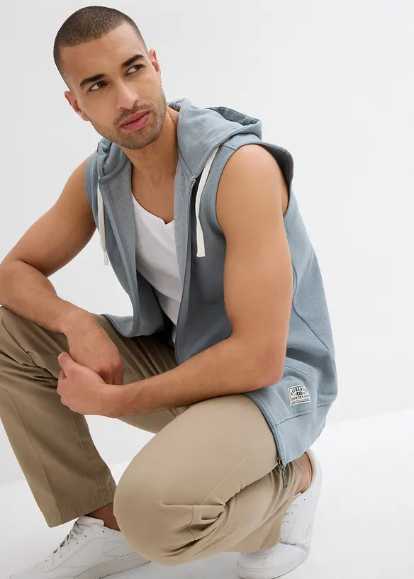 Sweatvest met capuchon in een zachte katoenmix, bonprix