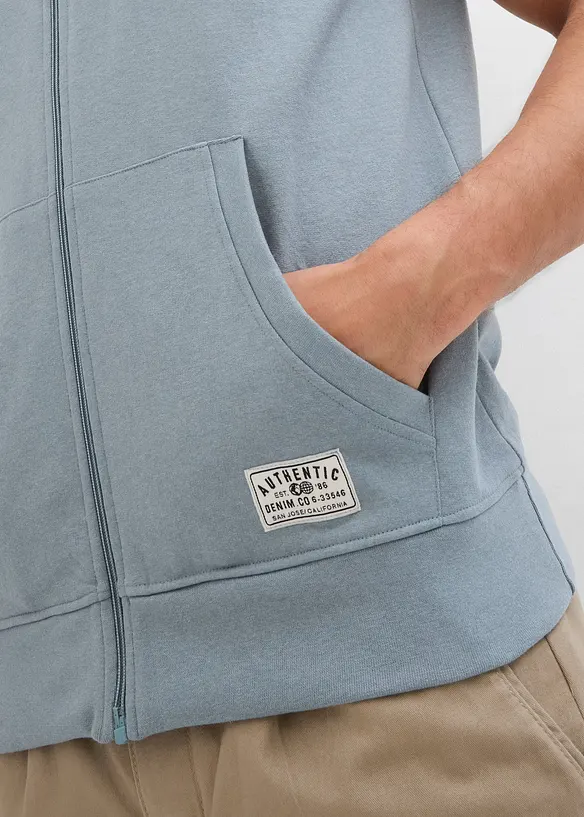 Sweatvest met capuchon in een zachte katoenmix, bonprix
