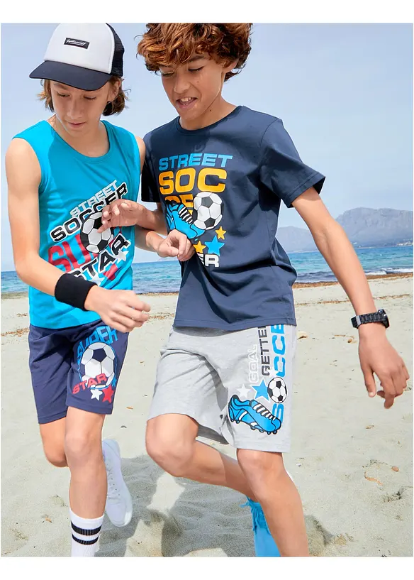 Jongens T-shirt, tanktop en bermuda's (4-dlg. set), bonprix