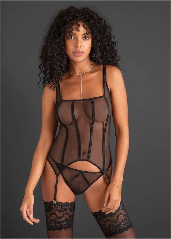Bustier met jarretels en slip (2-dlg. set), bonprix