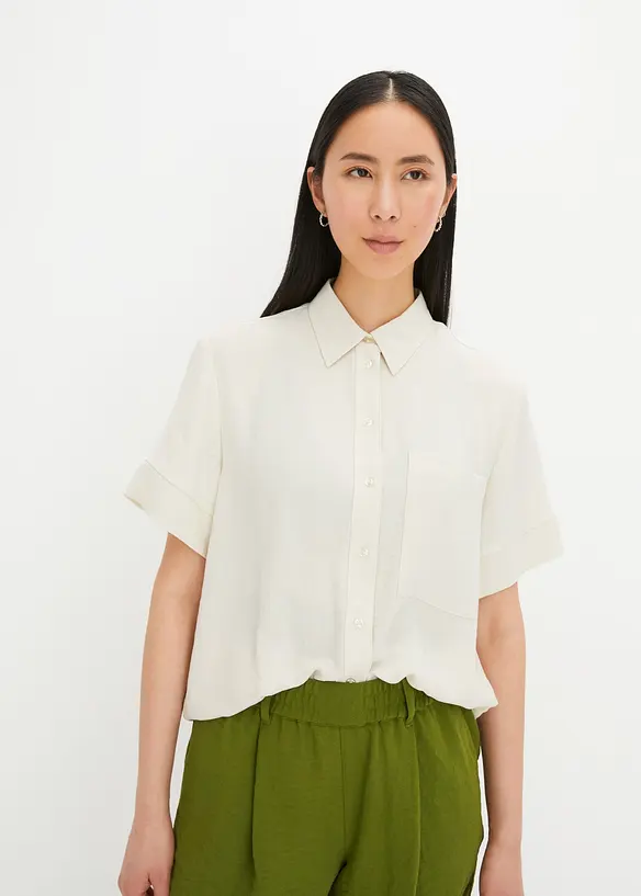 Blouse met borstzak en korte mouwen, bonprix