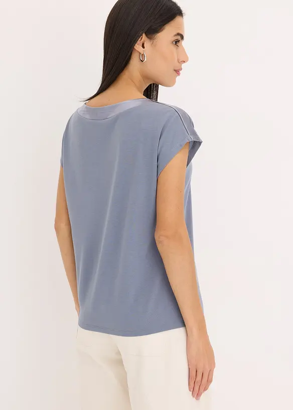 Shirt met passen van satijn, bonprix
