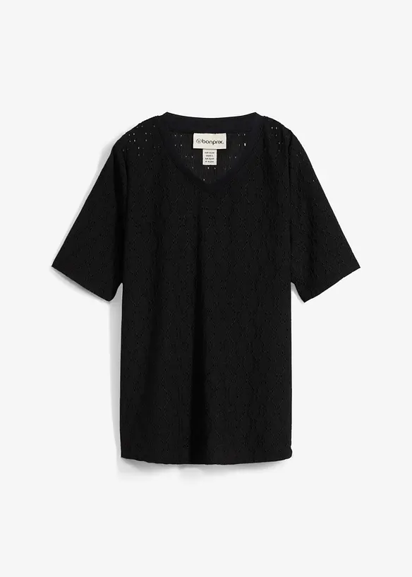 Crêpe shirt met broderie anglaise, bonprix