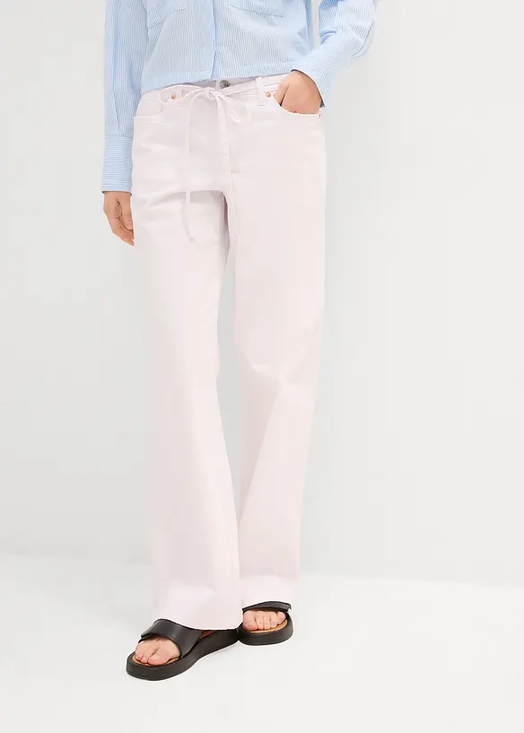 Wide leg jeans mid waist, riem, bonprix