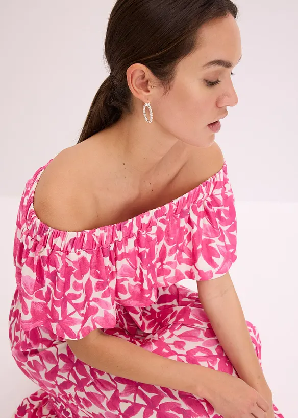Carmen midi jurk van een zachte viscosemix, bonprix
